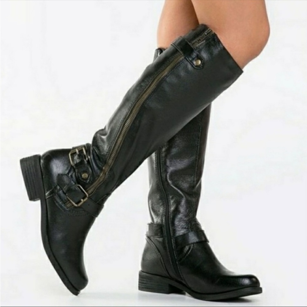 NWOT Steve Madden Synicle Black Leather Moto Boot size 7.5